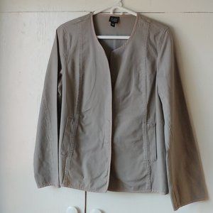 Eileen Fisher Gray/Green Crew Neck Jacket SZ L